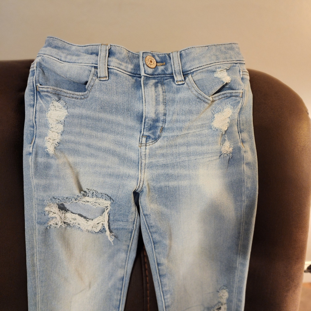 American Eagle Outfitters Blue Skinny Distressed Jeans